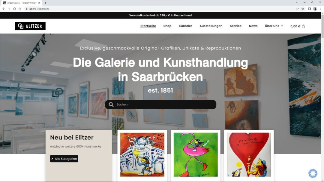 Redesign Galerie Elitzer Homepage